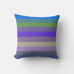 Blue, Lime & Magenta Retro Stripes Throw Pillow