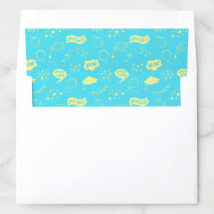 Blue Lime Quirky Hand Drawn Grad Icon Pattern Envelope Liner