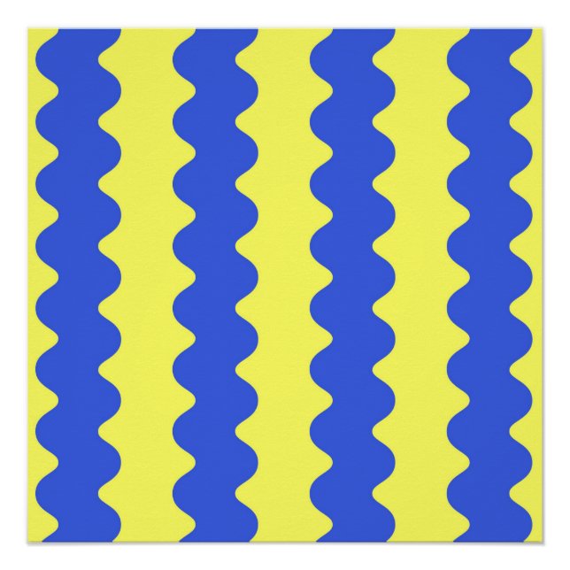 Blue Lime Wavy Stripe Bold Wall Art Accent (Front)
