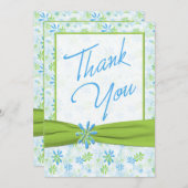Blue, Lime, White with Lime Faux Ribbon Thank You (Front/Back)
