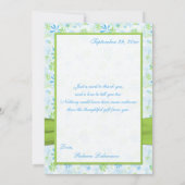 Blue, Lime, White with Lime Faux Ribbon Thank You (Back)