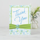Blue, Lime, White with Lime Faux Ribbon Thank You (Standing Front)