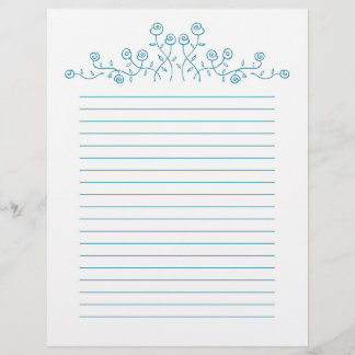 Blue line art roses drawing.