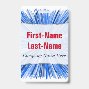 Blue Line Burst Pattern; Personalized Name Badge