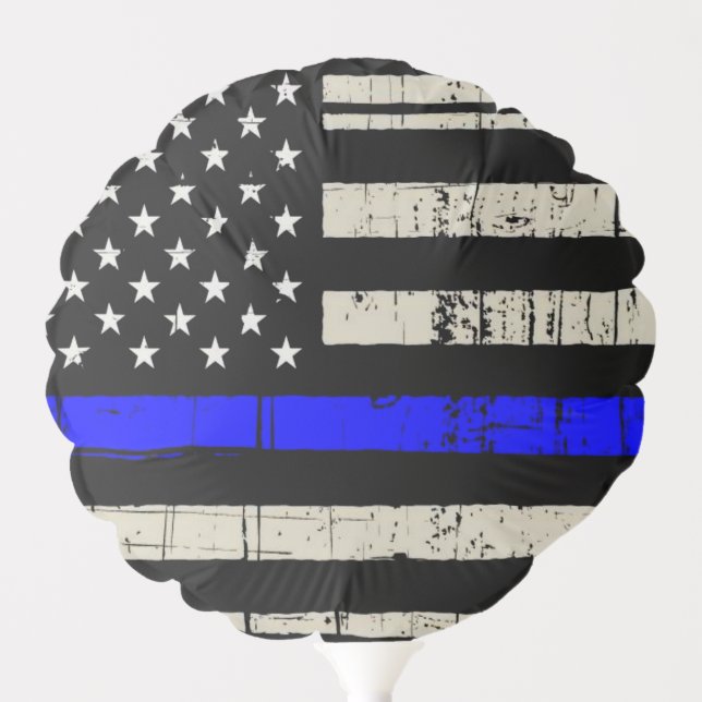 Blue Line Flag Poilice Support American USA Balloon (Front)