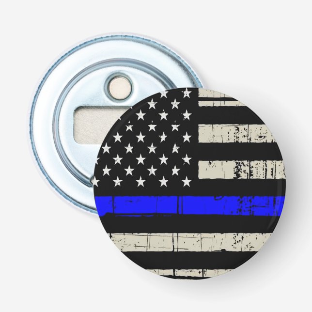 Blue Line Flag Poilice Support American USA Bottle Opener (Front)