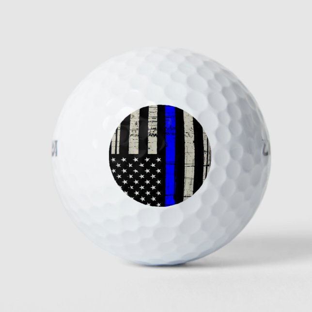 Blue Line Flag Poilice Support American USA Golf Balls (Front)