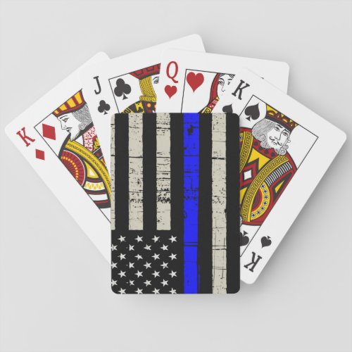 Blue Line Flag Poilice Support American USA Poker Cards