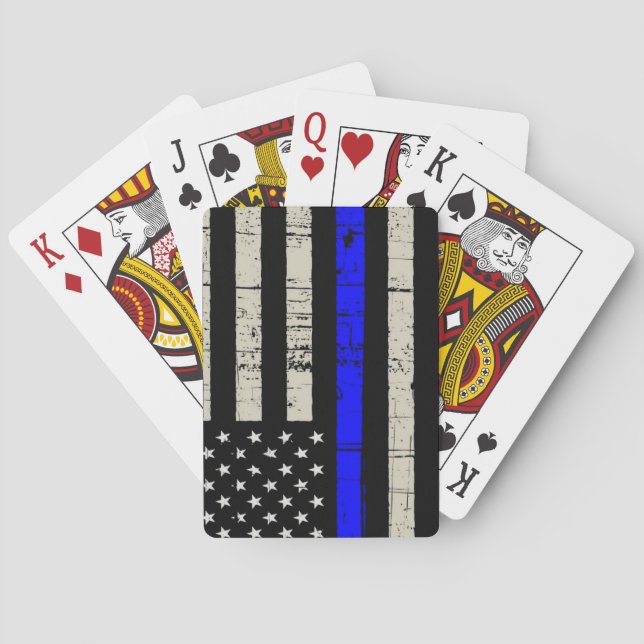Blue Line Flag Poilice Support American USA Poker Cards (Back)