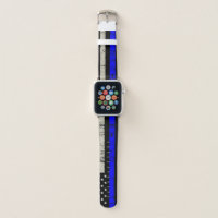 Blue Line Flag Poilice Support Apple Watch Band