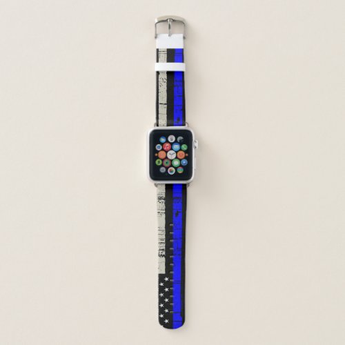 Blue Line Flag Poilice Support Apple Watch Band