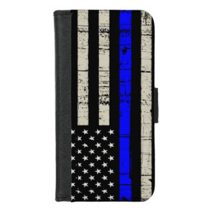 Blue Line Flag Poilice Support iPhone 8/7 Wallet Case