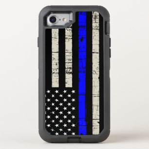 Blue Line Flag Poilice Support OtterBox Defender iPhone SE/8/7 Case