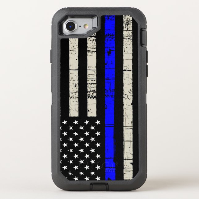 Blue Line Flag Poilice Support Otterbox iPhone Case (Back)