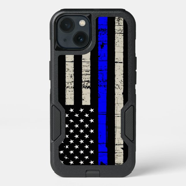 Blue Line Flag Poilice Support Otterbox iPhone Case (Back)