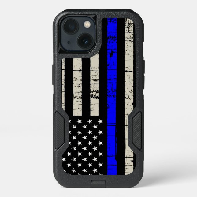 Blue Line Flag Poilice Support Otterbox iPhone Case (Back)
