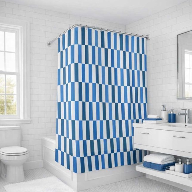 Blue Line Flow Shower Curtain (Creator Uploaded)