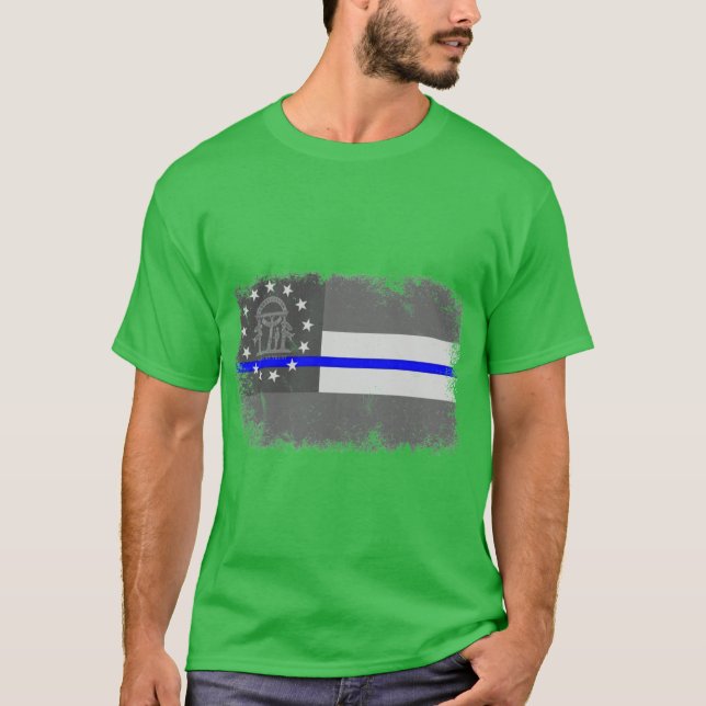 Blue Line Georgia State Flag T-Shirt (Front)