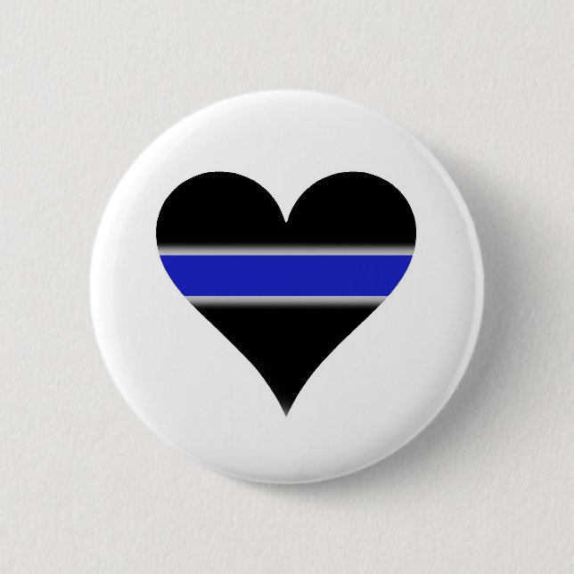 Blue line heart pinback button (Front)
