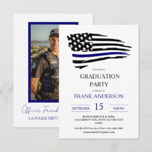 Blue Line Honor police Graduation Invitation Set