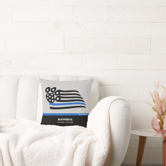 Blue Line K-9 Memorial Personalized Throw Pillow (Couch)