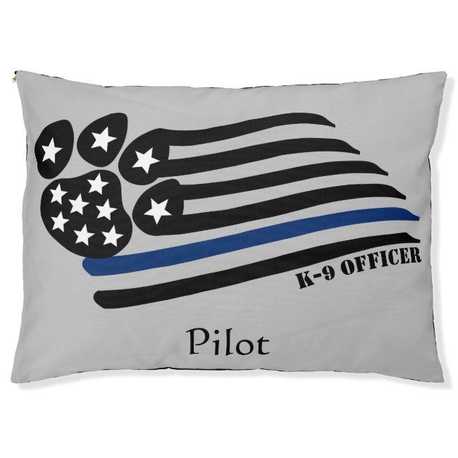 Blue Line K-9 Officer Personalized Pet Bed