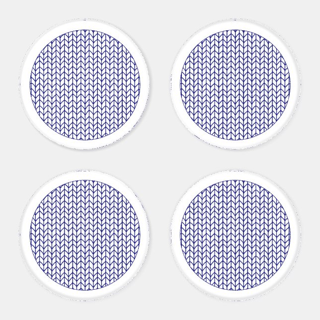 BLUE LINE KNIT Round Acrylic Coasters  (Set)