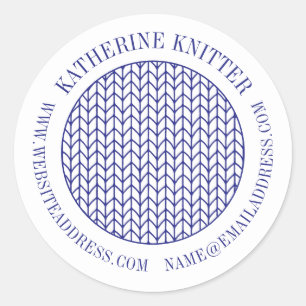 BLUE LINE KNIT Small Round Business Label Seals 