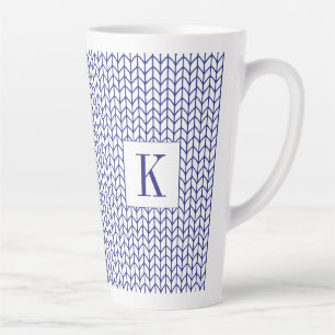 BLUE LINE KNIT Tall Latte Mug + Initial