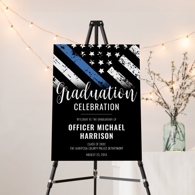 Blue Line Law Enforcement Police Graduation Party Foam Board (In Situ (Stand))