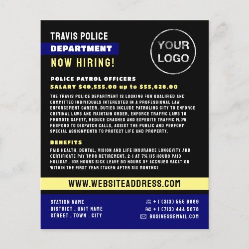 Blue Line  Logo Police Officer Law Recruitment Flyer