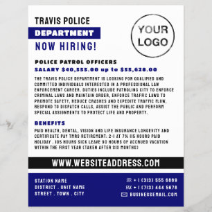 Blue Line & Logo, Police Officer, Law Recruitment Flyer
