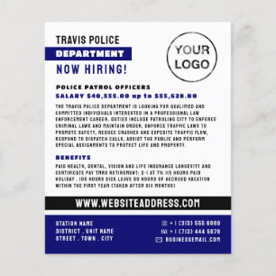Blue Line & Logo, Police Officer, Law Recruitment Flyer