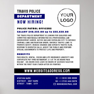 Blue Line & Logo, Police Officer, Law Recruitment Poster