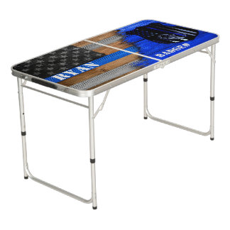  Blue Line Officer Badge Beer Pong Table