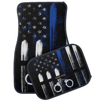 Blue Line Officer Handcuff Car Mats
