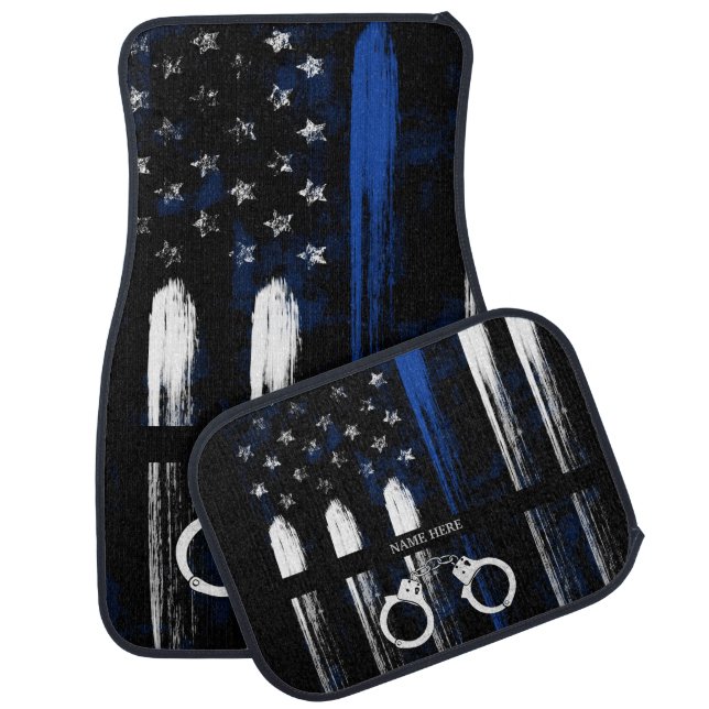 Blue Line Officer Handcuff Car Mats (Set)