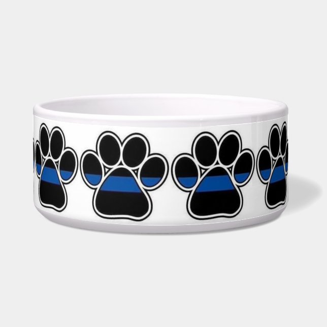 Blue Line Paw Print Bowl (Front)