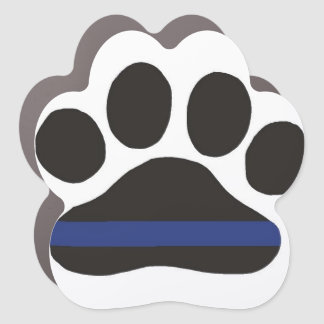 Blue Line Paw Print Car Magnet