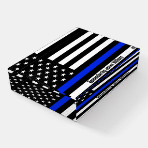 Blue LIne Police Officer Flag Memorial Paperweight