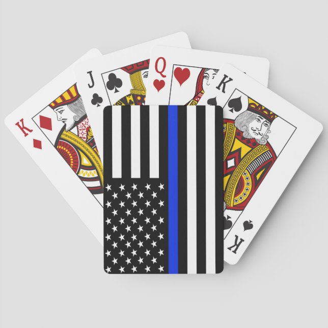 Blue LIne Police Officer Flag  Poker Cards (Back)