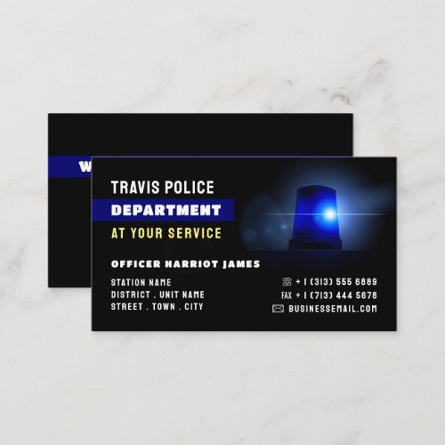 Blue Line  Siren Police Officer Law Enforcement Business Card