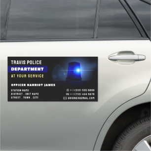 Blue Line & Siren, Police Officer, Law Enforcement Car Magnet