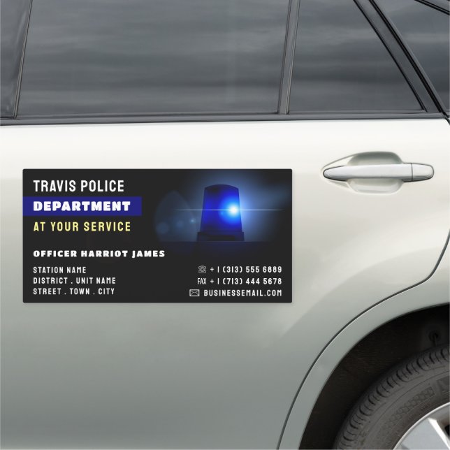 Blue Line & Siren, Police Officer, Law Enforcement Car Magnet (In Situ)