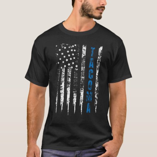 Blue Line Tacoma Distressed National Police Week G T_Shirt
