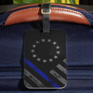 Blue Line Vintage American Flag Luggage Tag