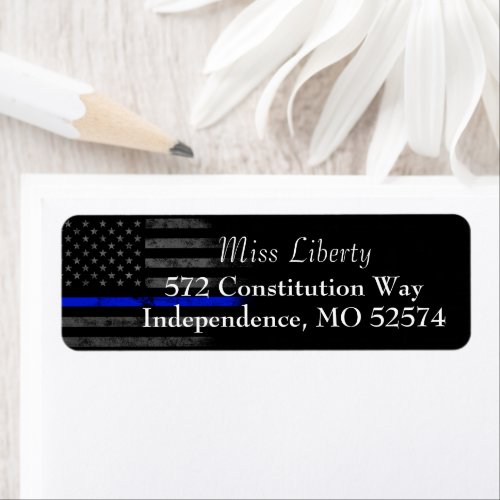 BLUE LINE Vintage American Flag return Label