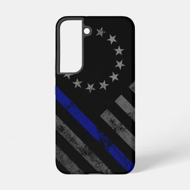 Blue Line Vintage American Flag Samsung Galaxy Case (Back)