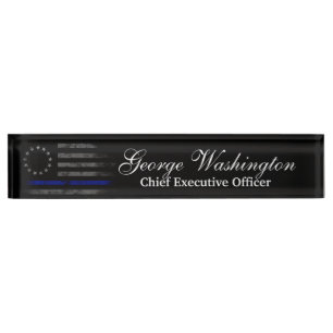 Blue Line Vintage Betsy Ross American Flag Desk Name Plate