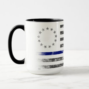 BLUE LINE Vintage Betsy Ross American Flag Mug